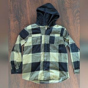 Cat & Jack Black and Green Hooded Shirt- Size XL